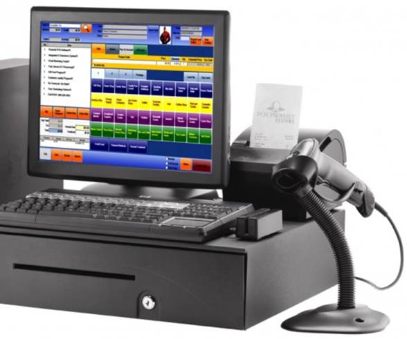 Point of sale machine with scanner wand